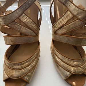 Nine West Shimmering Gold Strappy Sandals